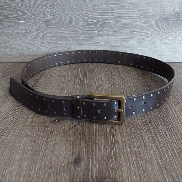 Accessories - Brown Rivet Studded Belt 43" Long